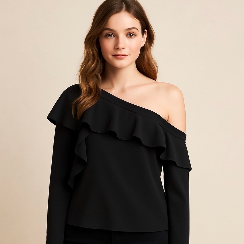BCBGMaxAzria Elegant Black Off the Shoulder Top Size Medium